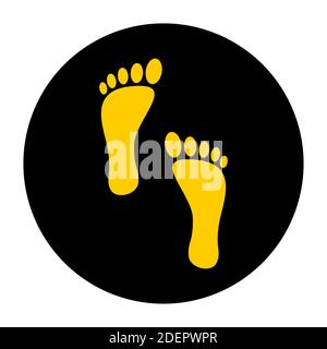 Wait Here, Keep Your Distance -and Practice Social Distancing Floor Marking Icon with Footprints For Queue Line. Vector Image. Stock Vector