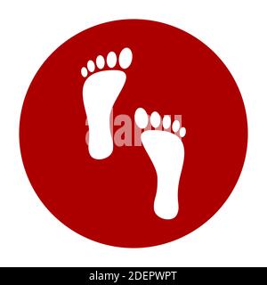 Wait Here, Keep Your Distance -and Practice Social Distancing Floor Marking Icon with Footprints For Queue Line. Vector Image. Stock Vector
