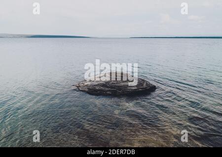 Fishing Cone, a geyser in the West Thumb basin, located on Yellowstone Lake Stock Photo