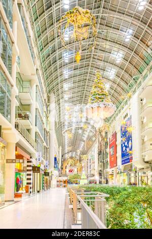 Eaton Centre shopping mall in downtown Toronto, Canada during the Christmas Holidays. Stock Photo