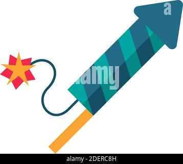 rocket firework flat style icon vector illustration design Stock Vector