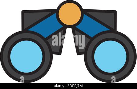 binoculars device line and fill style icon Stock Vector