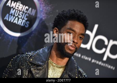 Chadwick Boseman poses in the press room during the 2019 American Music Awards at Microsoft Theater on November 24, 2019 in Los Angeles, CA, USA. Photo by Lionel Hahn/ABACAPRESS.COM Stock Photo
