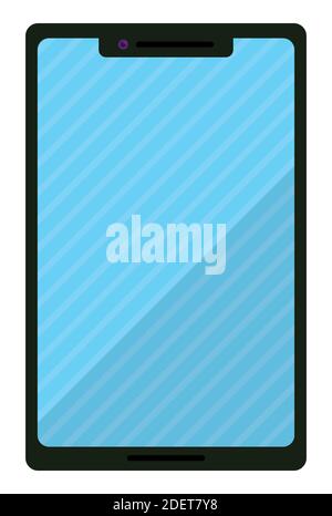 Isolated smartphone in flat style and long shadow with striped screen over white background. Stock Vector