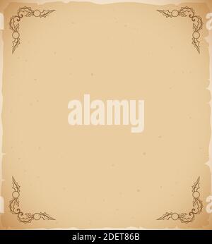 Seasonal and aged scroll template, decorated with mistletoe in hand drawn style. Stock Vector
