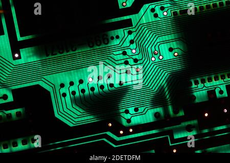 Circuit board electronics technology closeup Stock Photo