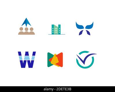 Abstract colorful logo and icon design vector template set Stock Vector