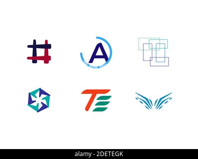 Abstract colorful logo and icon design vector template set Stock Vector