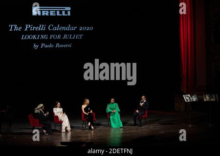 Stella Roversi, Paolo Roversi and his wife attend the presentation of the  Pirelli 2020 Calendar Looking For Juliet at Teatro Filarmonico on December  3, 2019 in Verona, Italy. Photo by Marco Piovanotto/ABACAPRESS.COM