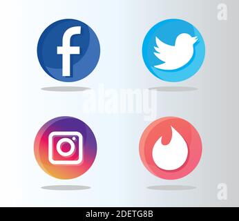 bundle of four social media set icons Stock Vector Image & Art - Alamy