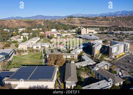 Aerial view above the campus of Cal Poly San Luis Obispo, California ...