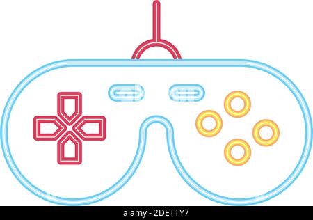 control video game neon style icon vector illustration design Stock Vector