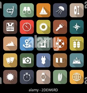 Diving flat icons with long shadow, stock vetor Stock Vector