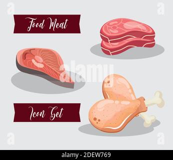 delicious fresh butchery products and lettering Stock Vector