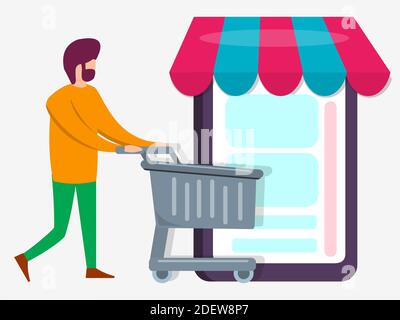 man shopping online concept vector illustration Stock Vector