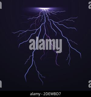 Vector thunder lightning isolated on black background. Stock Vector
