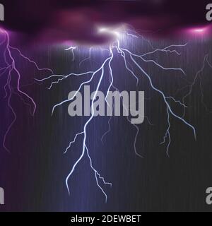 Vector thunder background with lightning. Stock Vector