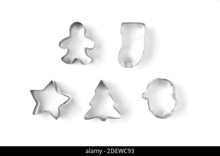 Christmas Cookie Cutters Isolated On White Stock Photo