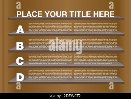 Layout Design with shelves and own area for text. Vector illustration. Stock Vector