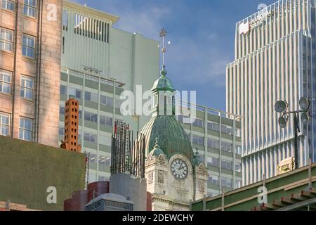 Old Post Office building in West Hastings Street. Vancouver, BC, Canada-October 30,2020. Street view, travel photo, mobile photo. Stock Photo