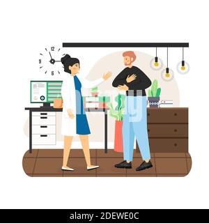 Patient disabled man visiting doctor, flat vector illustration. Medical care for people with disabilities. Stock Vector