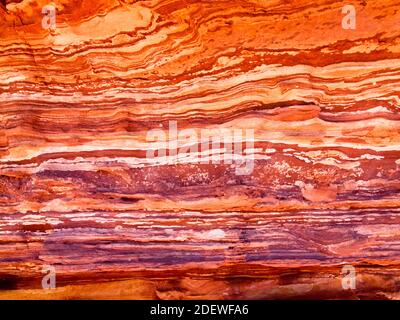Closeup of layered sandstone rock patterns, Kalbarri National Park, Western Australia. Stock Photo