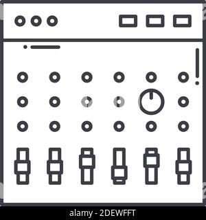 Mixing board icon, linear isolated illustration, thin line vector, web design sign, outline concept symbol with editable stroke on white background. Stock Vector
