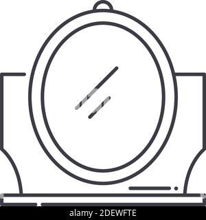 Mirror reflect icon, linear isolated illustration, thin line vector, web design sign, outline concept symbol with editable stroke on white background. Stock Vector
