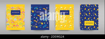 Set iridescent covers for notebooks with boho rainbows Stock Vector