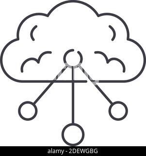 Mind map icon, linear isolated illustration, thin line vector, web design sign, outline concept symbol with editable stroke on white background. Stock Vector
