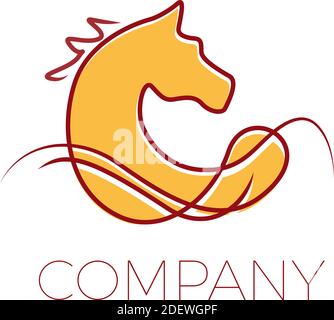 Vector sign horse drawing with lines Stock Vector