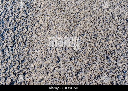 surface covered with rubble to drain storm water, selective focus Stock Photo