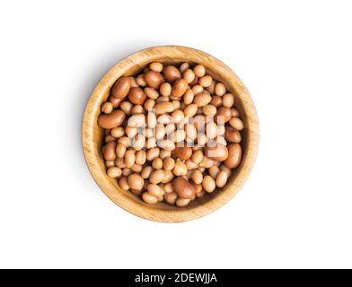 Mix of legume beans and chickpeas in sauce isolated on white background. Stock Photo