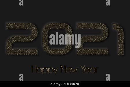 Golden text 2021 on the black background. Eps 10 Stock Vector