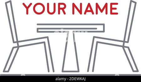Vector sign stylized chairs and table. Bar and restaurant concept Stock Vector