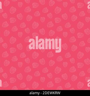 Vector line raspberry seamless pattern. Red background berries for design Stock Vector
