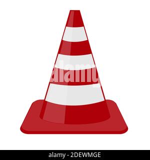 Traffic cone red and white on a transparent background. Stock Vector