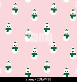 Christmas Snowman seamless pattern background for website graphics, fashion textile Stock Vector