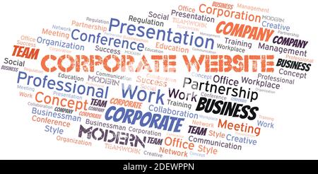 Corporate Website vector word cloud, made with the text only. Stock Vector