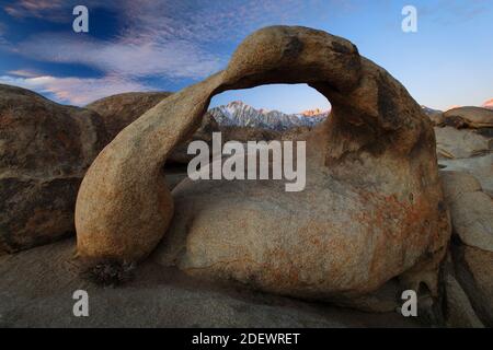 geography / travel, USA, California, Mobius Arch, Lone pin peak point, 12994, base, Mt. Whitney, 14497, Additional-Rights-Clearance-Info-Not-Available Stock Photo