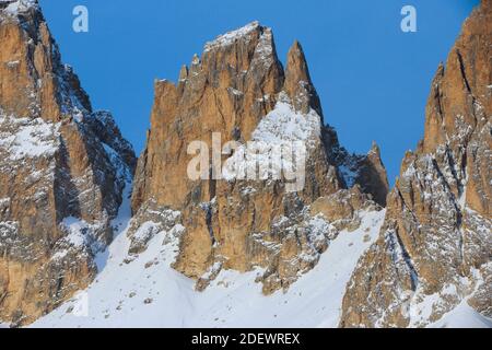 geography / travel, Italy, Plattkofel, 2956 m and Langkofel, 3181 m, Dolomites, Italy, Additional-Rights-Clearance-Info-Not-Available Stock Photo