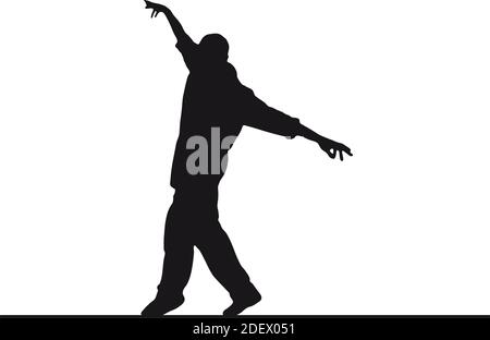 silhouette of a equilibrist, man on little wire Stock Vector