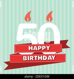 50 years old, vintage happy birthday in vector flat design Stock Vector