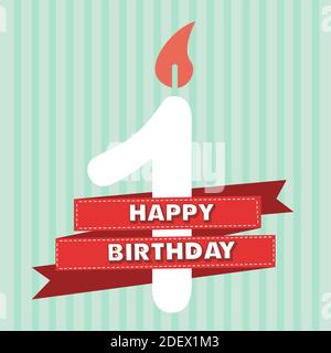 1 years old, vintage happy birthday in vector flat design Stock Vector