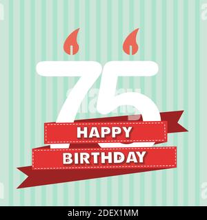 75 years old, vintage happy birthday in vector flat design Stock Vector