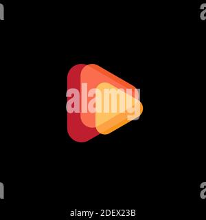 Play icon. Abstract triangle button. Orange shape gradient sImple flat abstract logo template. Modern emblem idea. Logotype concept design for media Stock Vector