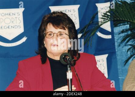 American former tennis player Billie Jean King, WTA Tour Chaps 1995 Stock Photo