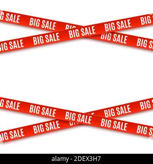 Big sale red banners. Ribbons isolated on white background. Stock Vector