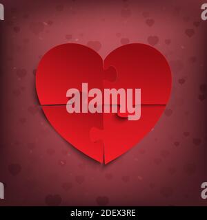 Abstract heart in form of jigsaw puzzle peaces. Stock Vector