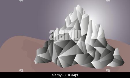Abstract low polygonal mountain landscape with gradient in resolution 16:9 Stock Vector